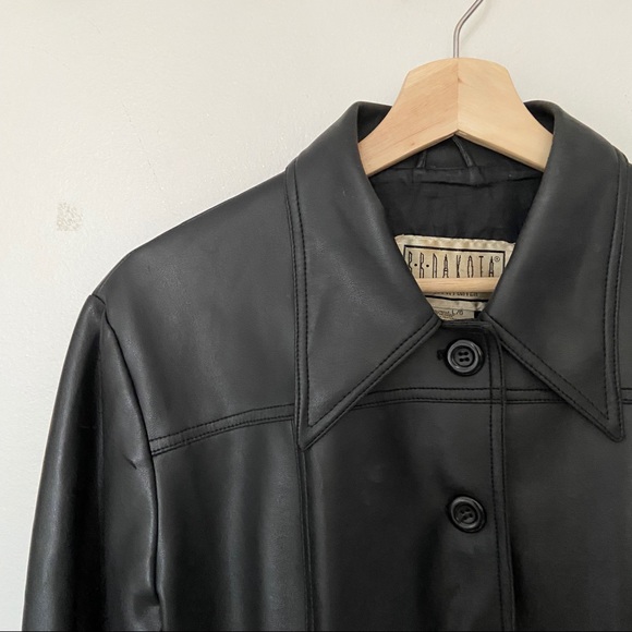 VINTAGE Faux Leather Belted Leather Jacket Size L - Picture 3 of 8
